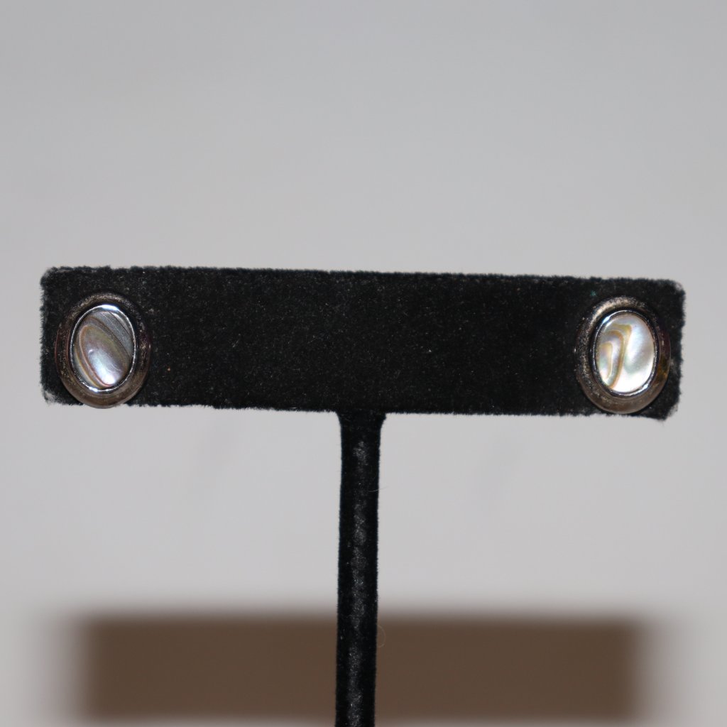 Silver Post Earrings W/ Shell Centers 0.5